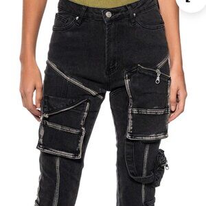 AKIRA BLACK CARGO JEANS SIZE 9